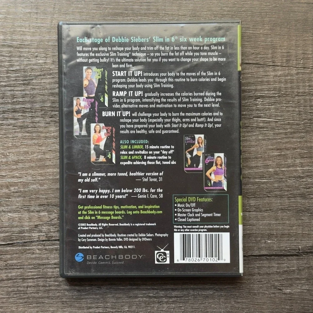 Slim In 6 Debbie Sieber Dvd 2009 BeachBody 6 Week Program 2 Disc‎ - Picture 3 of 7